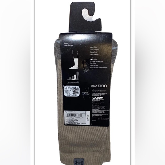 UA Under Armour Hitch Rugged Boot Crew Socks 1 Pair Men 4-8 Wmn 6-9 Brown w Logo - Picture 5 of 12